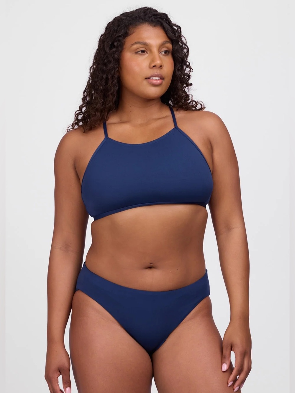 NWT Jolyn Pam Bikini Bottoms Train Swim Navy Blue UPF Large